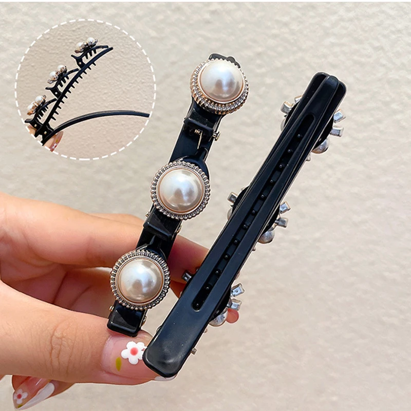 Handgefertigte Haarspange Mit Strass – Schwarzes Metall-Clip Für Frauen & Mädchen