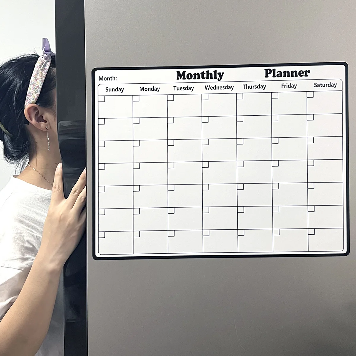 1pc Magnetic Dry Erase Calendar Message Board Multi-functional Monthly Refrigerator Planner Remarks Writing Board Home Supplies 3