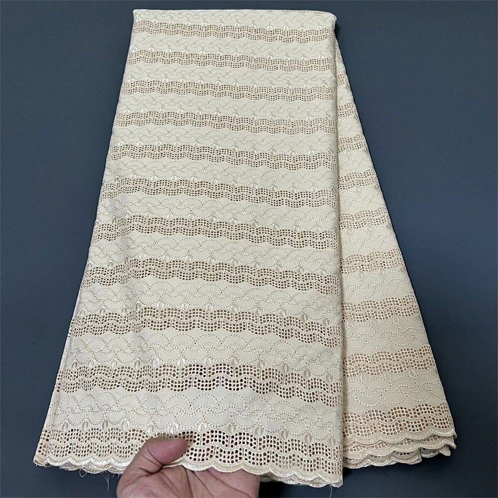 

2024 High Quality African Nigerian Pure Tulle Damask Lace Fabric Embroidery Party Dress Sequins Cotton 5yards hz1286