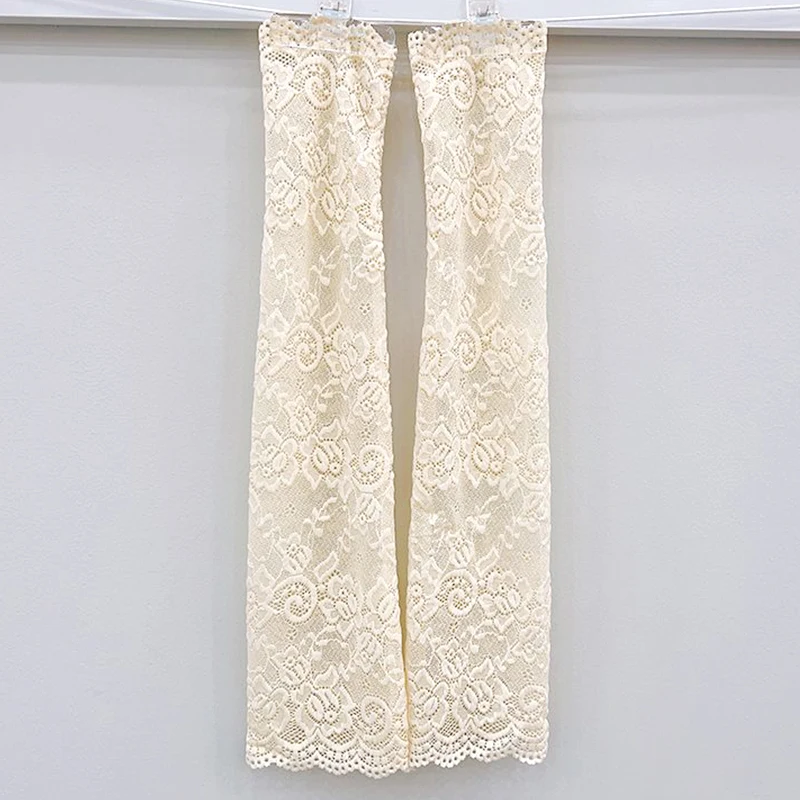 

Женские элегантные солнцезащитные варежки, кружевные рукава без пальцев с цветочным узором, летние тонкие дышащие рукава для вождения с защитой от УФ-лучей