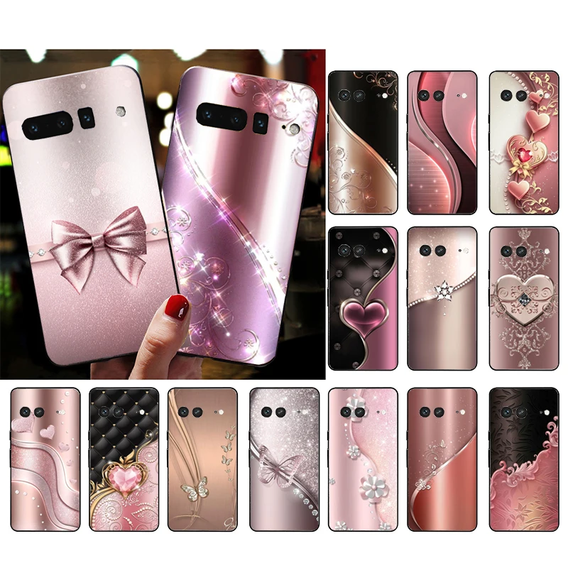 Custodia Per Telefono Love Bow Gold Rose Heart Per Google Pixel 7 Pro 7 7A 6A 6 Pro 5A 4A 3A Pixel 4 Xl Pixel 5 6 4 3 Xl 3A Xl 2 Xl