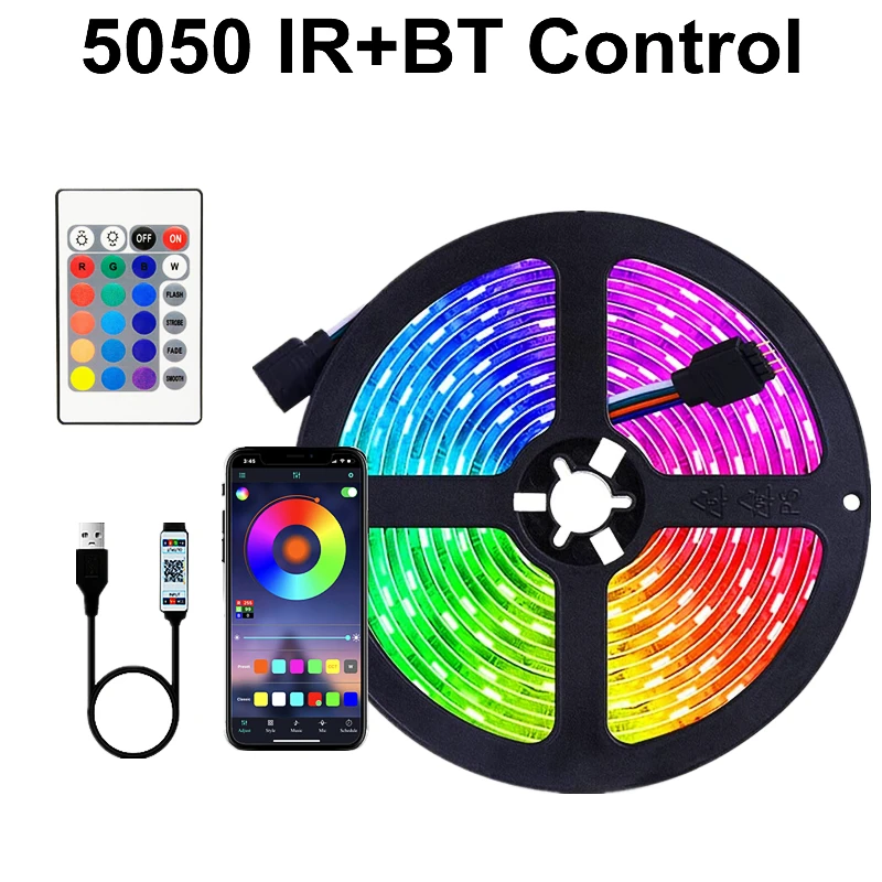 cuttable led strips 1M-30M LED Strip Light RGBIC WS2812B RGB 5050 Bluetooth Control USB Flexible Lamp Tape Ribbon Diode For Living Room Party Luces best outdoor led strip lights LED Strips