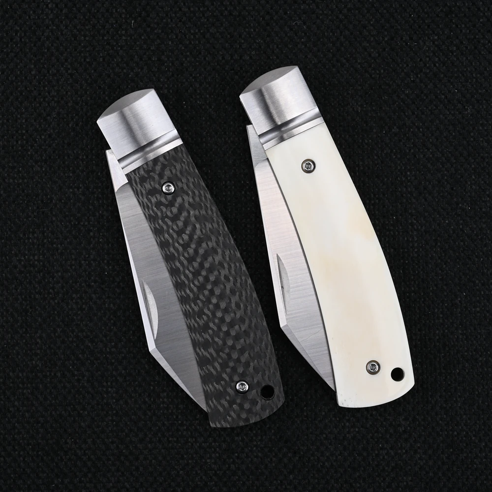 Slipjoint Folding Knife Bone/Carbon fiber Steel Handle