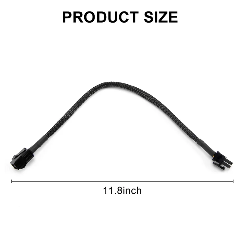 Cavo Prolunga Alimentatore 4 Pin Maschio A 4 Pin Femmina – 12V ATX P4 – 20 Cm – Nero – Nuovo