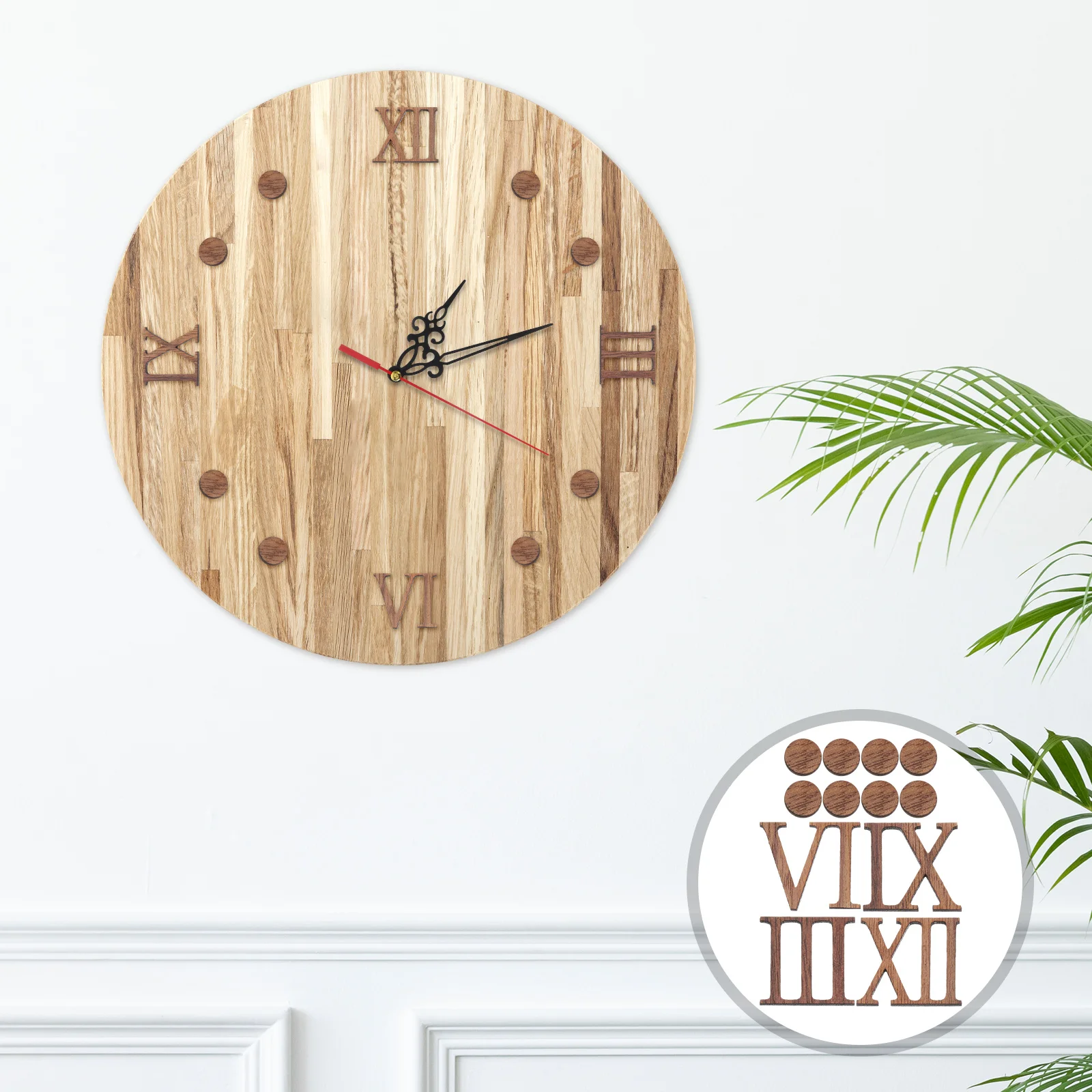 DIY Wall Clock Modern Frameless Wooden Large 3D Wall Clock with Roman Numerals Silent Movement for Living Room Bedroom Office wall clock