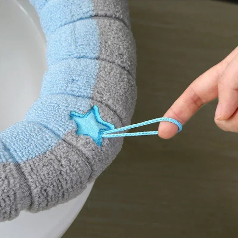 Winter Warm Toilet Seat Cover Mat Bathroom Toilet Pad Cushion with Handle Thicker Soft Washable Closestool Warmer Accessories 5