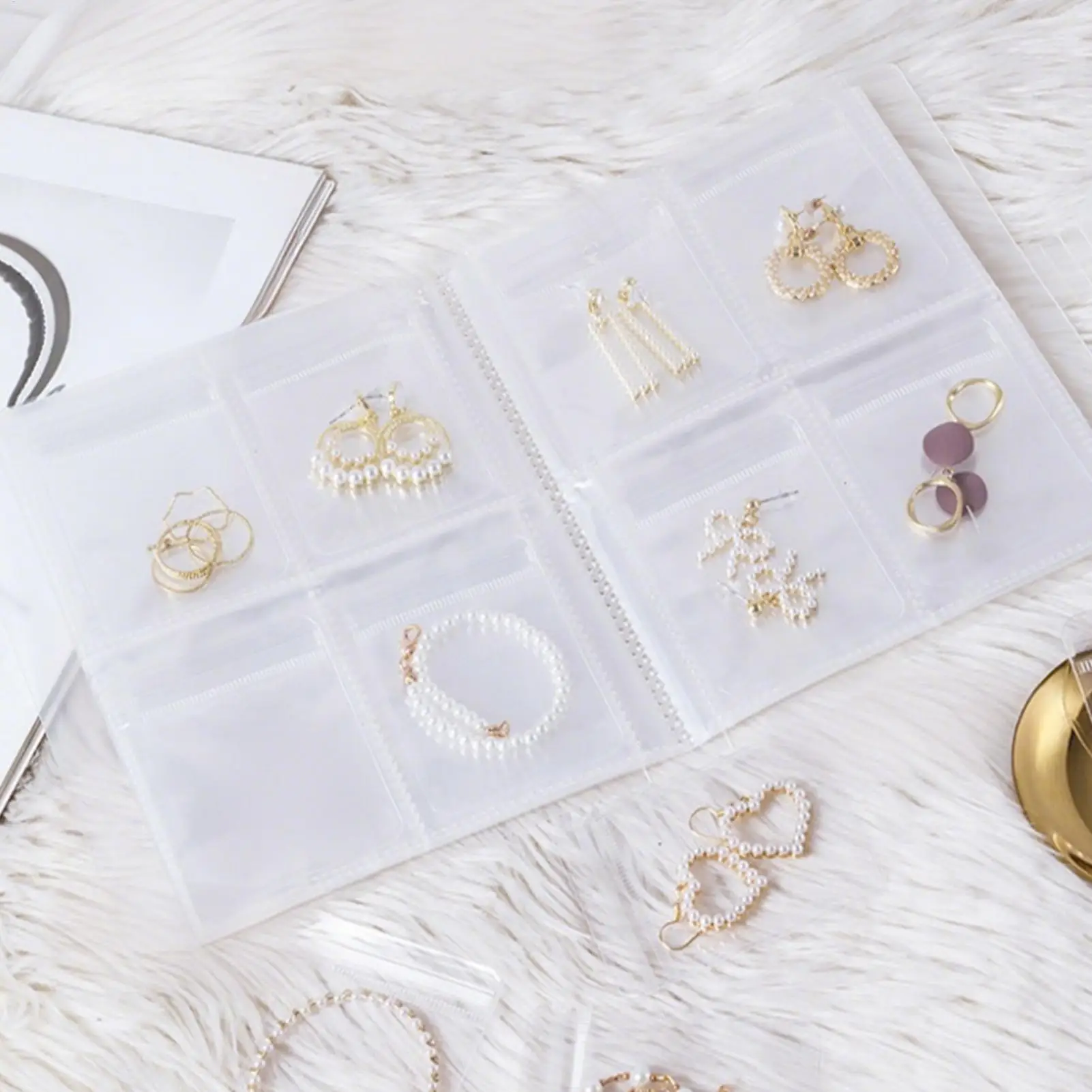 Jewelry Book Organizer Portable Transparent Foldable Bag With Zipper Jewelry Storage Book Binder For Bracelets Earrings Proposal
