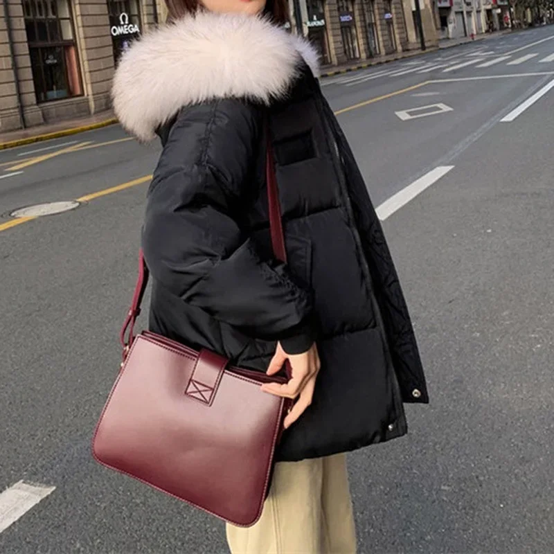 2023 New Winter Down Cotton-padded Jackets Korean Style Short Loose Thicken Warm Coats Women Hooded Black White Casual Outwear