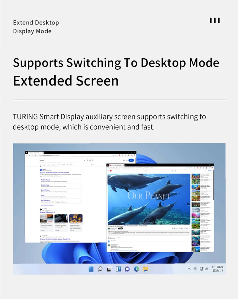 TURZX 8인치 보조 화면 IPS USB LCD CPU GPU RAM 1280*800 컴퓨터 모니터 윈도우 10 11용 확장 데스크탑