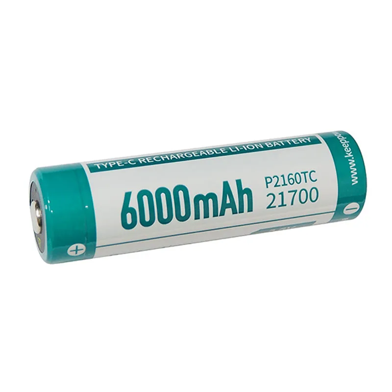 Keeppower P2160TC 21700 3.6V 6000mAh TYPE-C USB Quality Protected Rechargeable Li-ion Battery for Flashlight