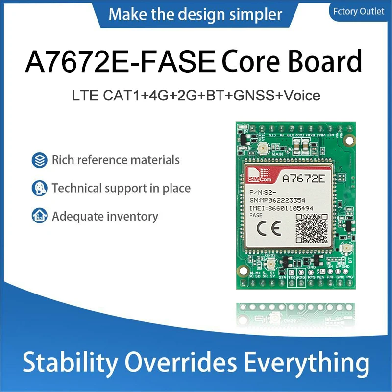 

SIMcom A7672E-FASE CAT1 Core Board, поддержка данных + GNSS + voice