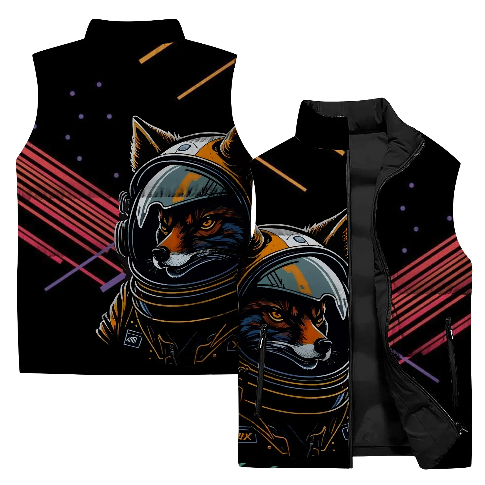 thumbnail image 1 of Chaleco de trabajo moderno y versátil para hombre Abrigos con estampado de guerrero de pollo personalizados y de moda para hombres Chalecos deportivos de ocio geniales, 1 of 4