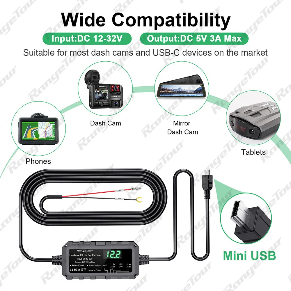 Kit Cablaggio USB-C Per Dash Cam - Cavo 3,5m Per Parcheggio 24h Con Protezione Batteria - Foto 5