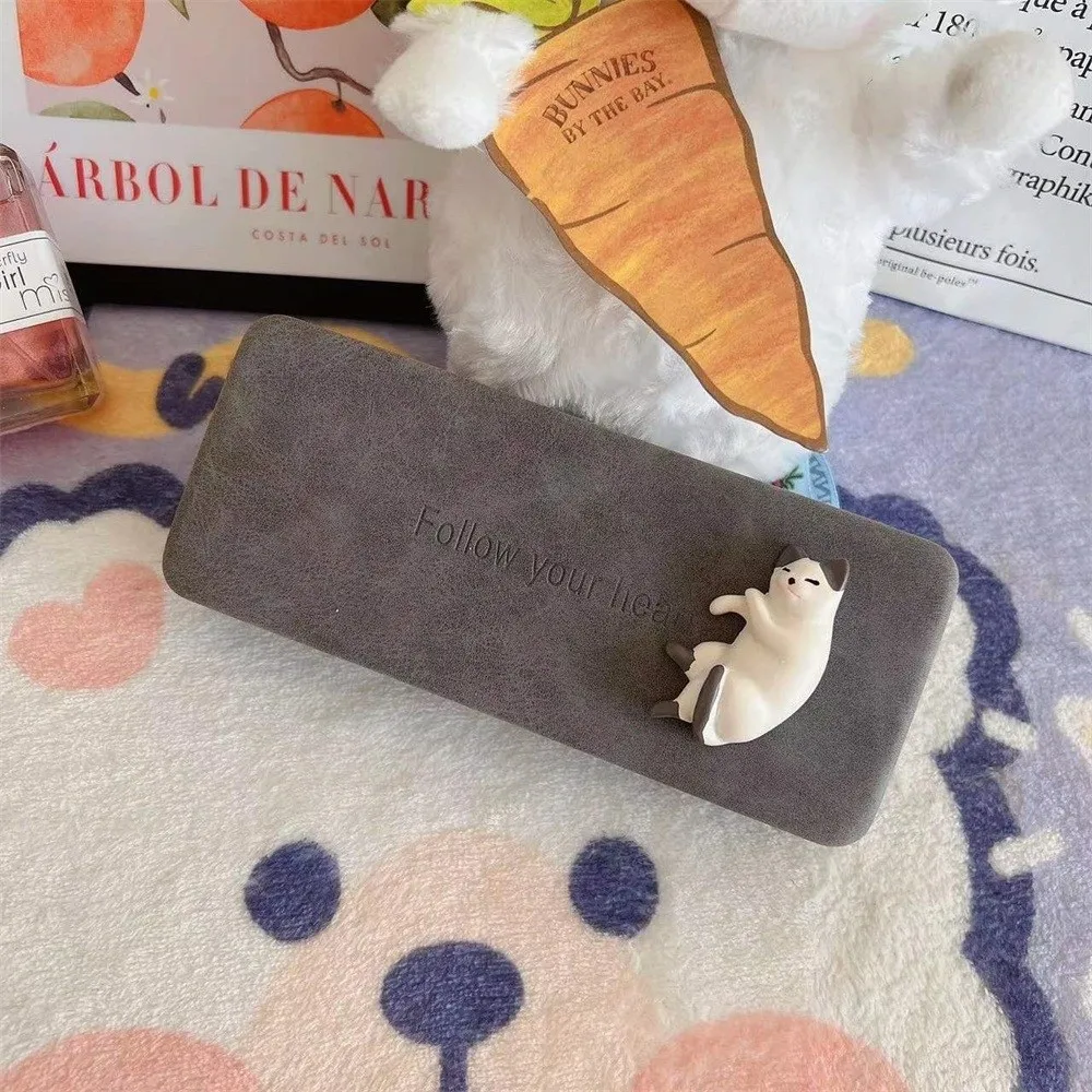 Trendiges süßes Katzen-Brillenetui aus PU-Leder, tragbare Sonnenbrillen-Aufbewahrungsbox, Hartschale, druckfeste Brillenbox für Männer und Frauen – Detail 10