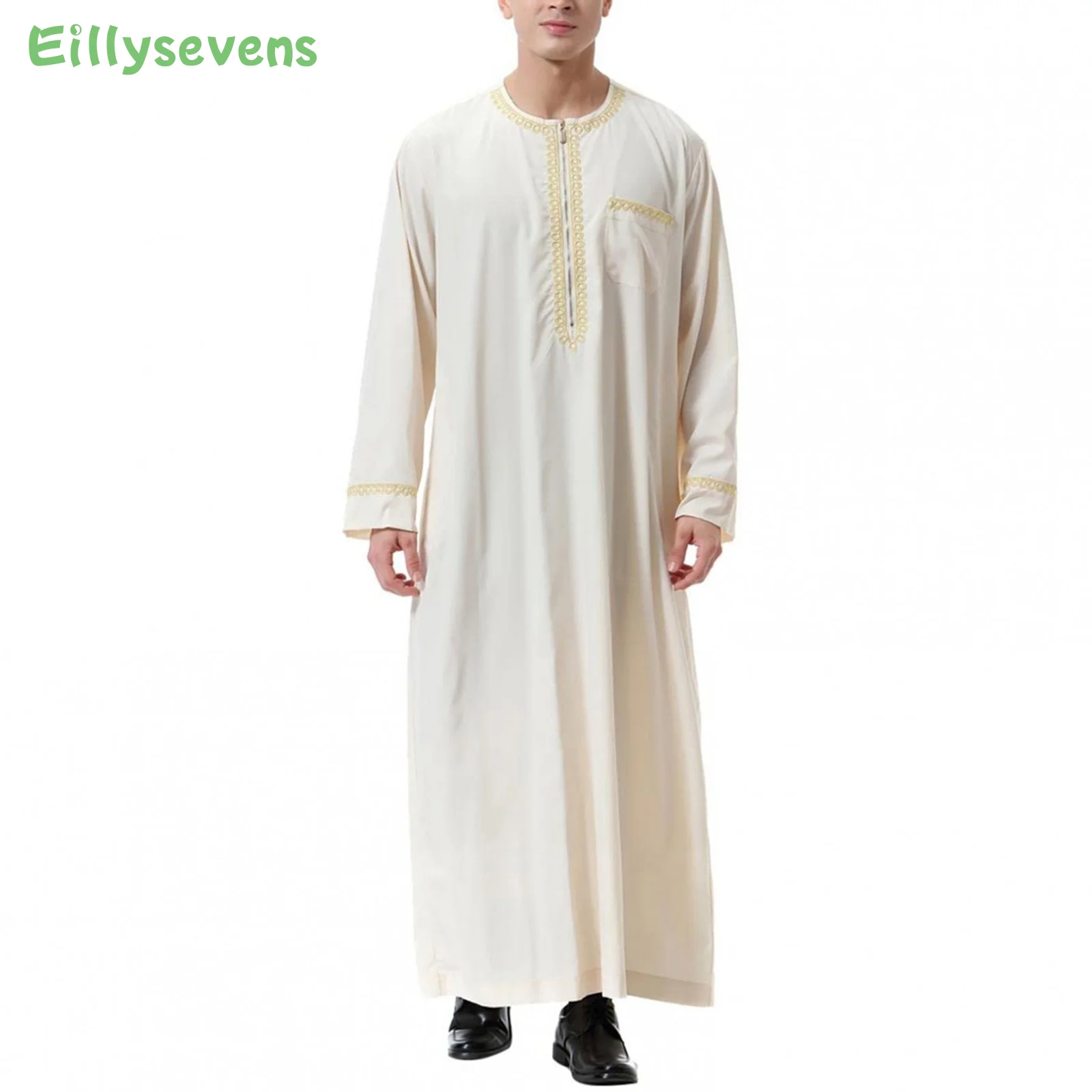 

Islam Kaftan Muslim Men Clothing Moroccan Caftan Hand Embroidered Loose and Breathable Djellaba Abaya Thobe for Men Summer