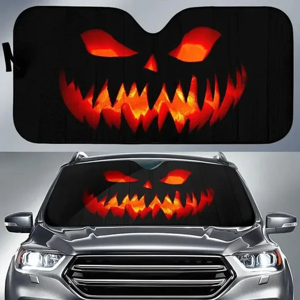 Automotive Universal Personalized Foldable Car Windshield Sunshade Horror Movies 3D Printing Protection Car Interior Hall Windshield Sunshade Car Sunshade Windshield Sun Shade