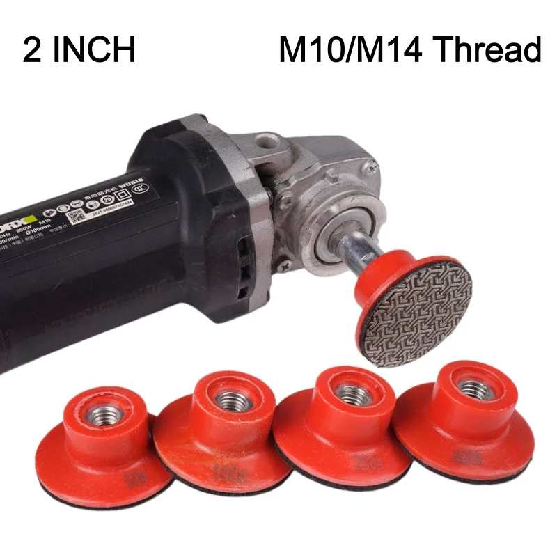 4 Stück 2 Zoll 50mm Galvanisierte Diamant-Polierpads mit M10/M14 Gewinde, Schleif- und Polierscheiben für Fliesen, Glas, Beton, Metall