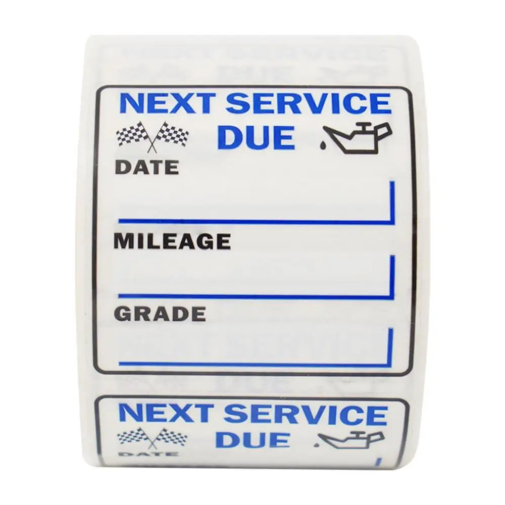 250pcs Clear Car Service Due Labels 2x2in Oil Change Maintenance Service Reminder Stickers "NEXT SERVICE DUE" Adhesive Labels