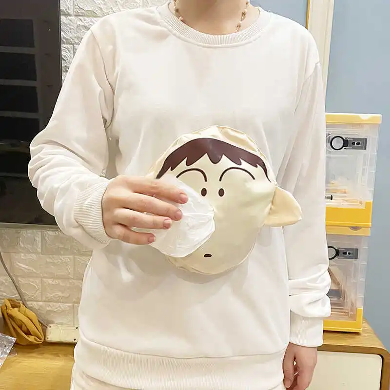 Bla Long Sve Sweatirt with Tissue Holder ort Sve Funny Cartoon Print for Kids l Mucus Coughing Polyester Fabric