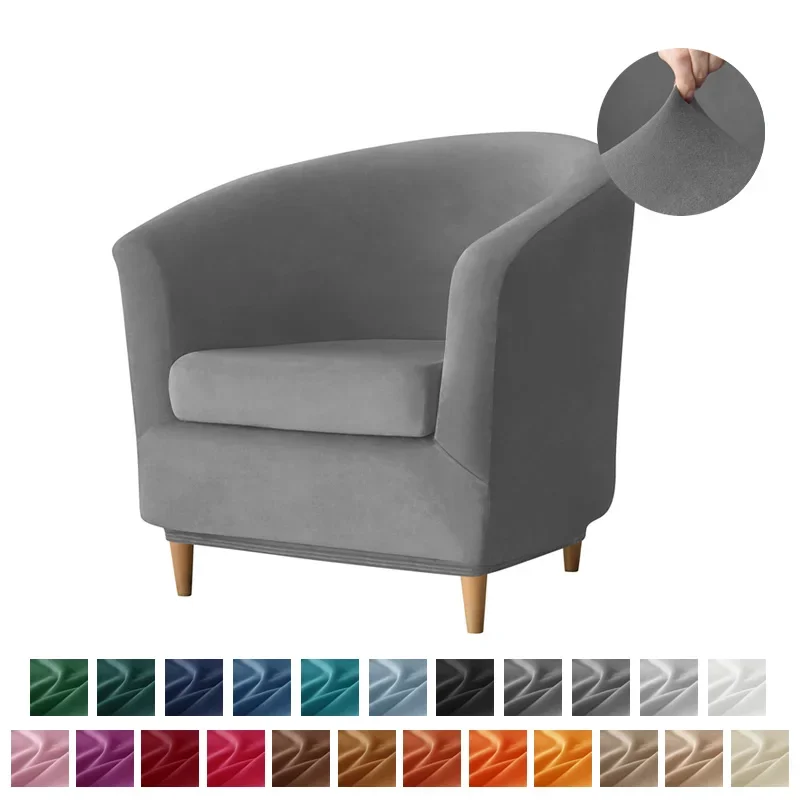 Velvet Tub Cover Chair Jacquard Single Seat Sofa Slipcover 1 Seate Living Room  Furniture Couch Washable Club Armchair Cover 2