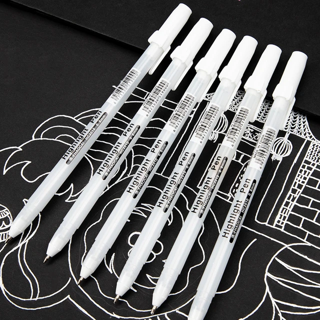 3/13Pcs Waterproof White Gel Pen Set 0.8mm Fine Tip Sketching Pens for Black  Papers