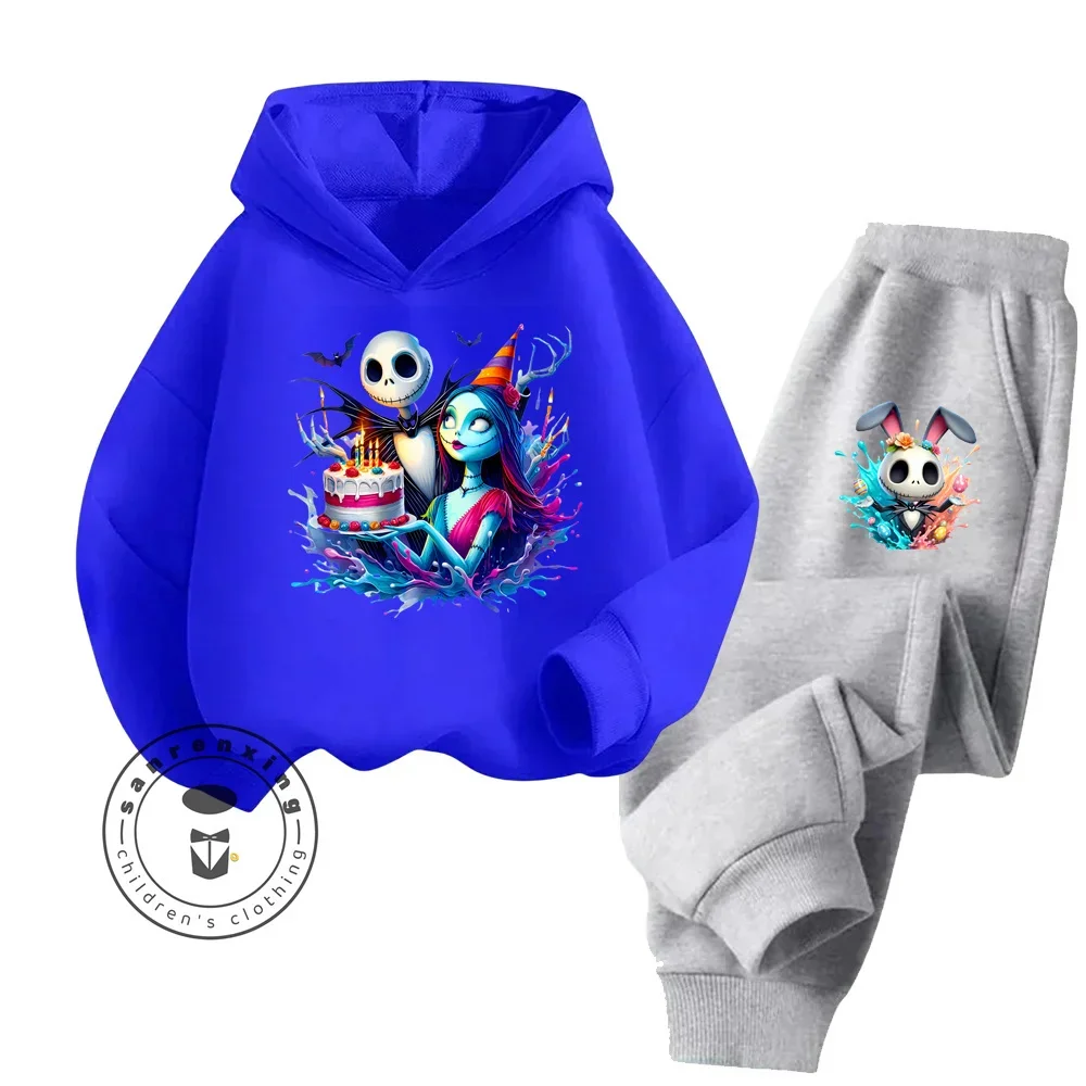 The Nightmare Before Christmas Long Sleeve Hoodie Pant Set Pure Cotton Cartoon Warm Fall Winter Children's Hoodie Tracksuit 4