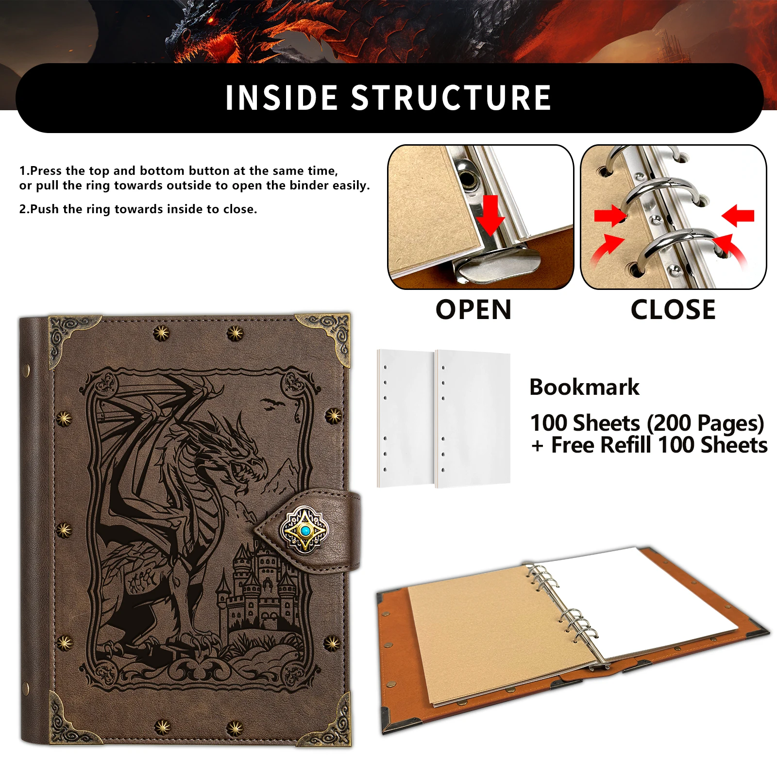 DND Dragon Journal/Diary for Dragon Embossed Notebook for Dungeons & Dragons/D&D Series Gifts 3
