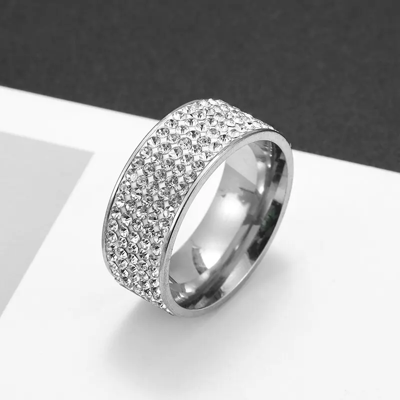 Hip Hop Iced Out Cz Bling Ring Gold/silver Color Stainless Steel Wedding Engagement Rings for Women Men Jewelry wedding rings silver ring womens ring couple rings cubic zircon ring finger rings jewelry rings ring jewelry