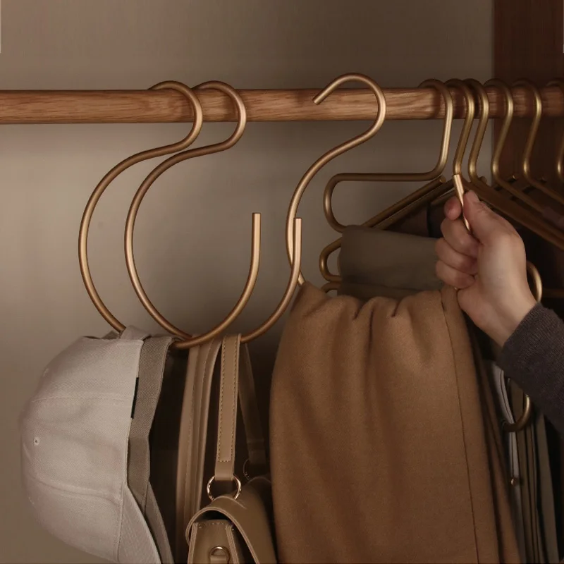 

5pcs S-Shape Hooks Aluminum Alloy Bedroom Kitchen Multifunctional Hanging Hook Clasp Holder Pants Hats Hanging Storage Hangers