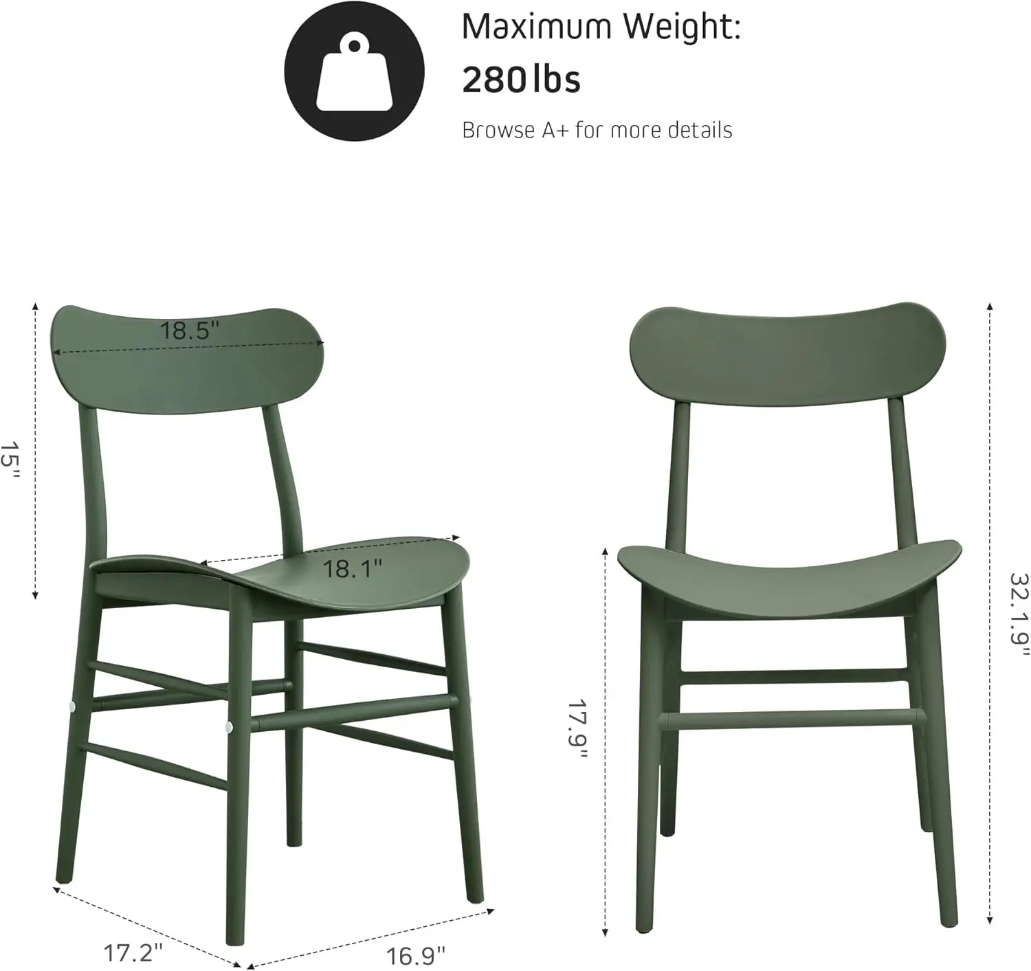 Modern Stackable Dining Chair Set,Quick Assembly,Plastic Chair,Patio Chair,Suitable for Indoor and Outdoor Cafes