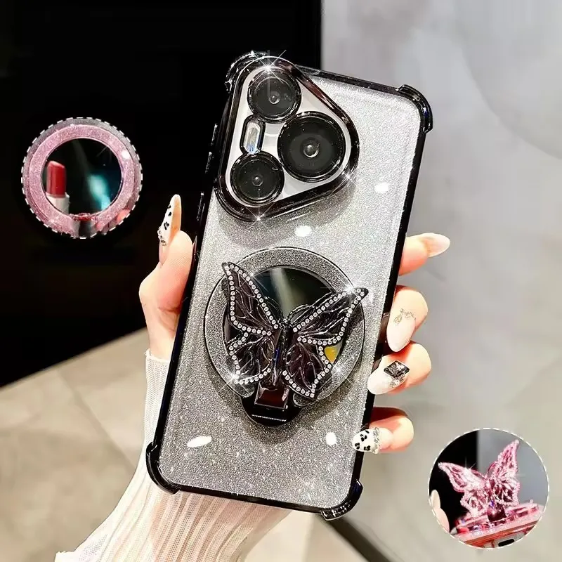 Shockproof Mirror Butterfly Phone Case - Elegant and Durable Protection Cover