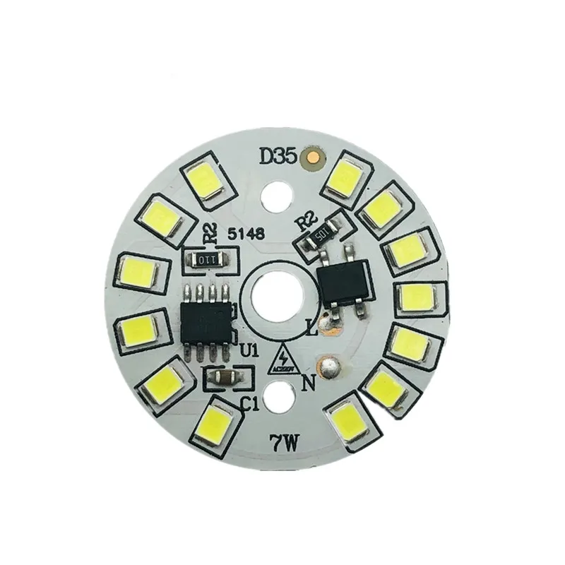10개 AC220V LED 모듈 PCB 플레이트 2835 SMD 블루 램프 COB 칩 3w 5w 7w 9w 12w 15w 18w 스마트 IC 라이트 패널 220v 백색 6000-6500K
