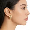 Boucles d'oreilles pendantes créatives et tendance en acier inoxydable avec chiffres romains et zircons, double anneaux croisés, pour femme, bijou de mariée, cadeau