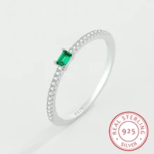 2022 NEW Classic Rectangular Emerald Ring For Women Single Row Of Diamonds Genuine Sterling Silver Valentine's Day Gift  Jewelry