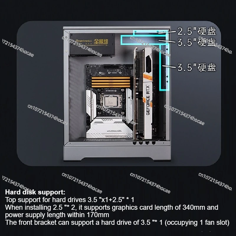 C1 올알루미늄 합금 MATX 섀시, 수직 ITX 컴팩트 ATX 전원 공급 장치, 수직 장착 그래픽 카드, 홀 플레이트 메쉬