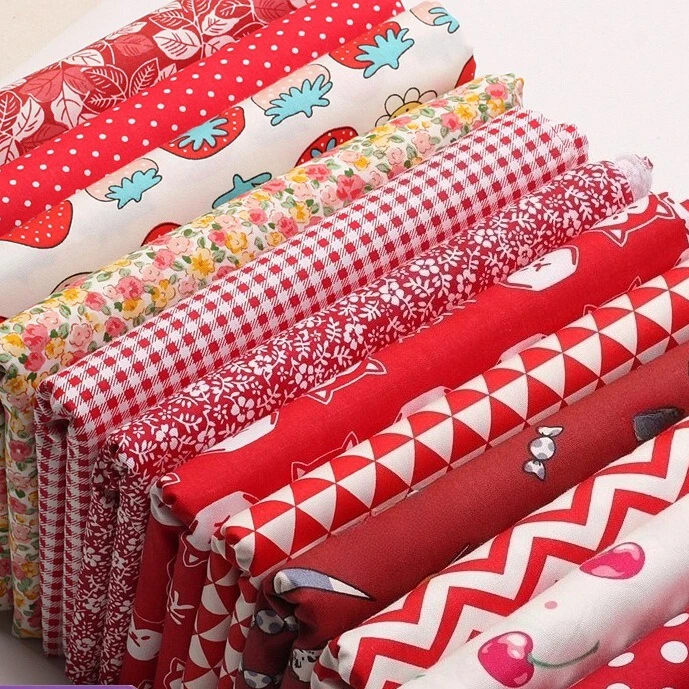 Red Series Cotton Twill Printed Fabric - Premium Quality for Handmade DIY Projects