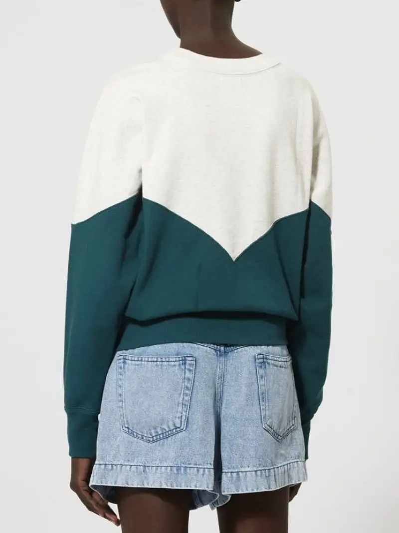 

Women's Sweatshirt Color Patchwork Long Sleeve Round Neck Loose Pullover Tops