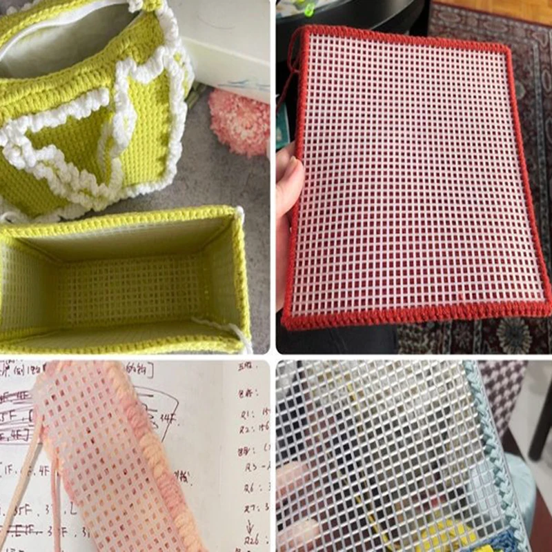 Handcraft Latch Hook Bags Made Plastic Grid Hook Crafts Accessory Plastic Mesh Cloth For Bag Rug Thread Hook Craft Supplies