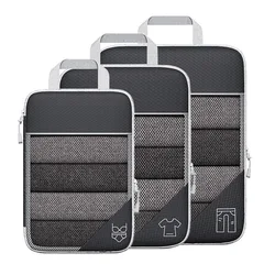 Ultimate Travel Set: Lightweight Packing Cubes and Organizer Bags (3PCS Set Black)