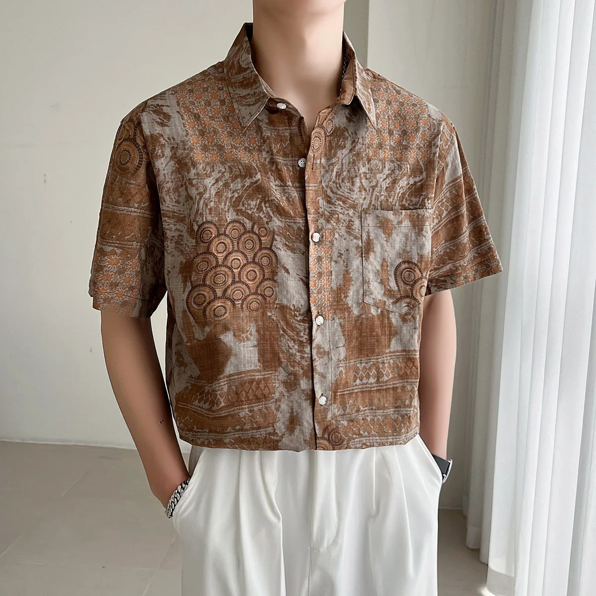 

Summer Short Sleeve Men Floral Shirts Vintage Printed Buttons Cotton Mens Hawaiian Shirt Quality Busines Casual Camisas Y Blusas