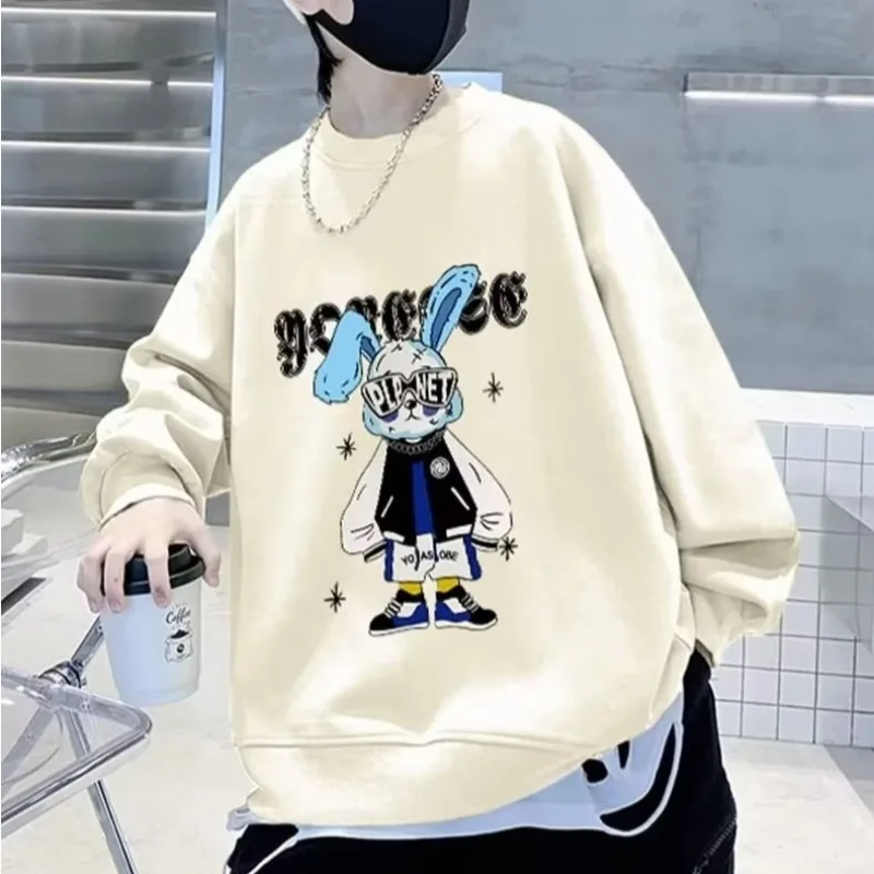 Spring & Autumn New Boys Cartoon Print Casual Sweatshirts Children's O-Neck Personalized Versatile Pullover Kids Clothes