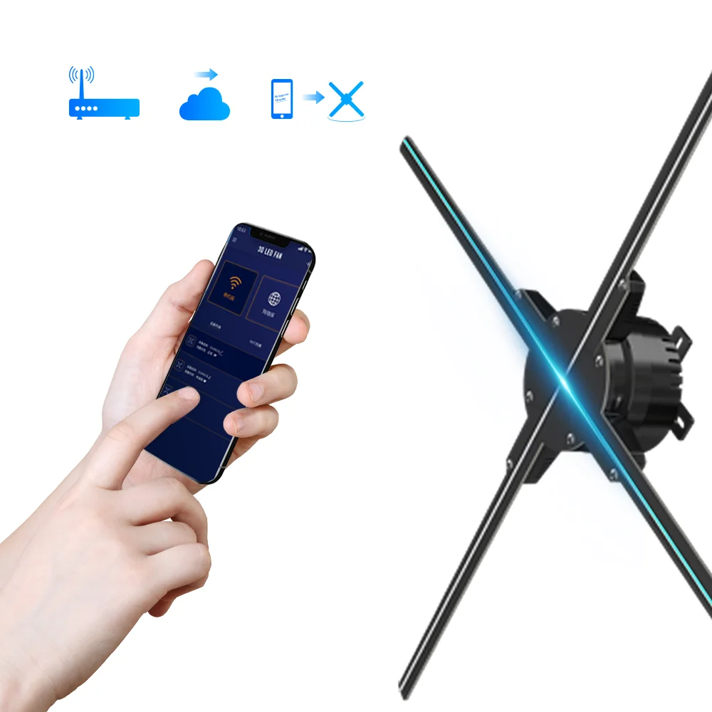 

Рекламная лампа 3D Wifi голографический проектор 56 см вентилятор 1600*576 разрешение Led DIY MP4 фото голографическая рекламная машина