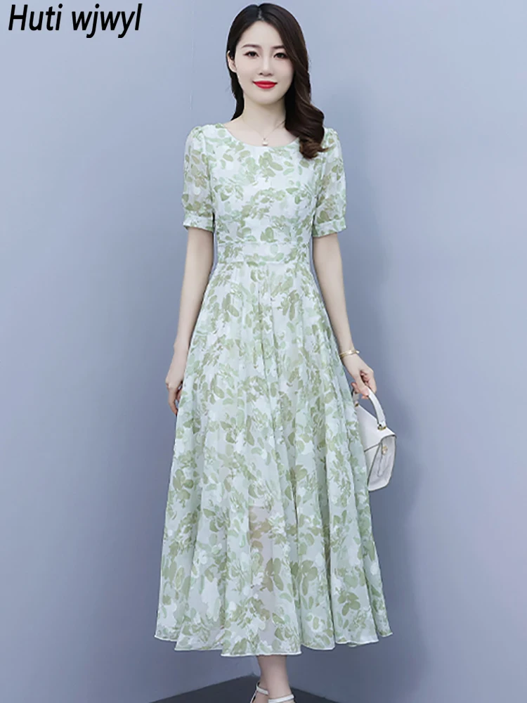 Summer bandage Floral Casual Holiday Beach Boho Party Midi Korean Retro Print Sweet Dress