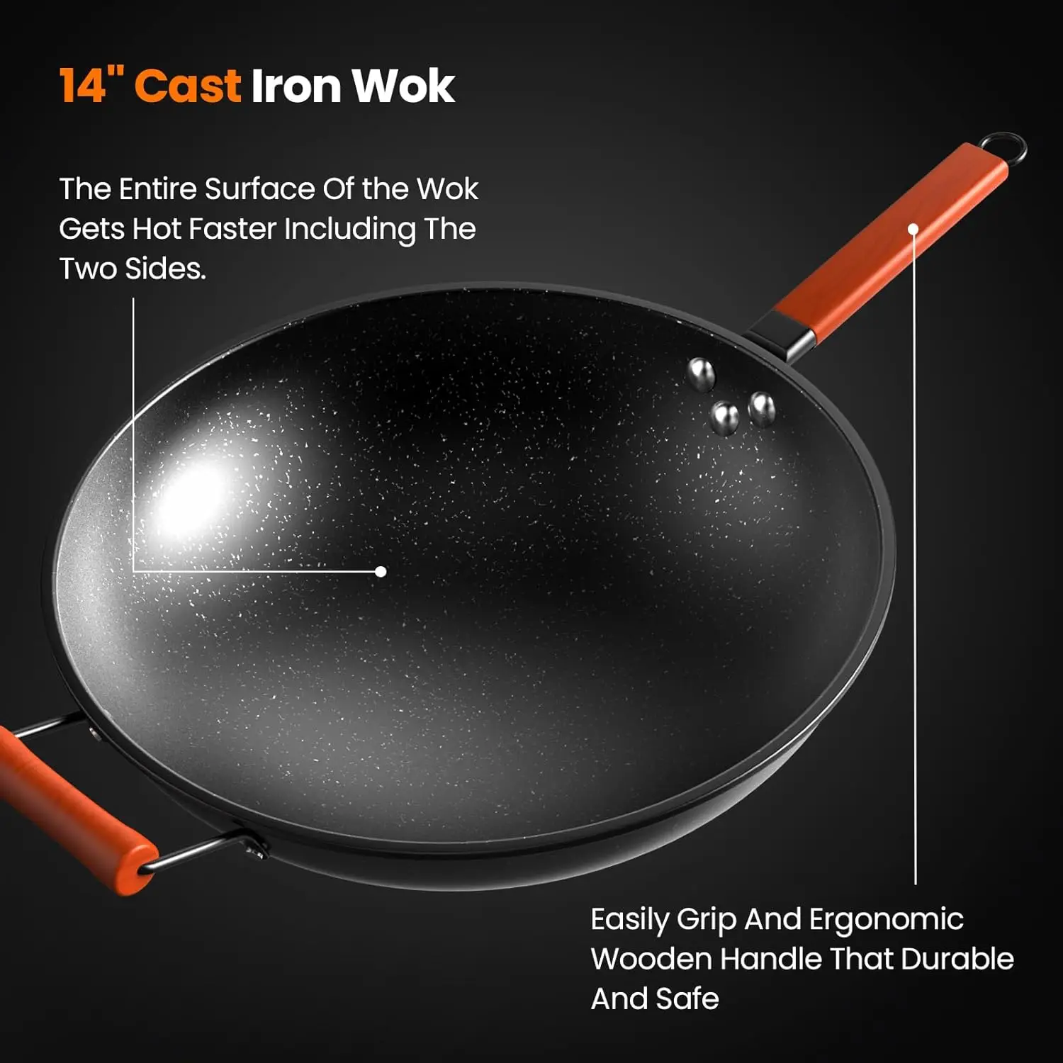 Stainless Steel Electric Wok Used For Home And Commercial,Temp From 140°F to 460°F,Concave Surface Dual Control 10 Power 24H Tim 4