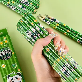 12 pezzi/set simpatico panda matita legno cancelleria disegno penna modello cartone animato penna schizzo per studente