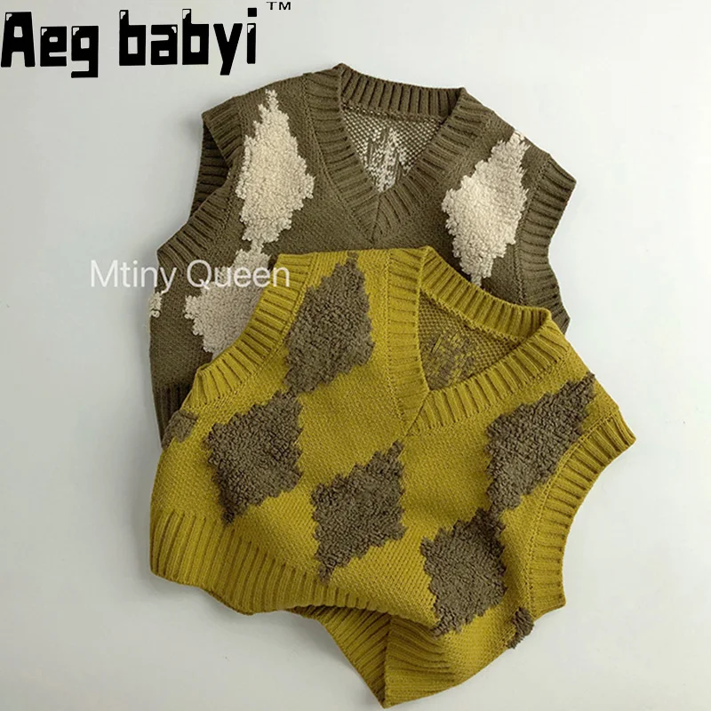 

Kids Sweaters Baby Knitwear Autumn Girls Boys Vest Coat Knit Sleeveless Pullover Waistcoat Tops Children Toddler Outerwear 1-7Y