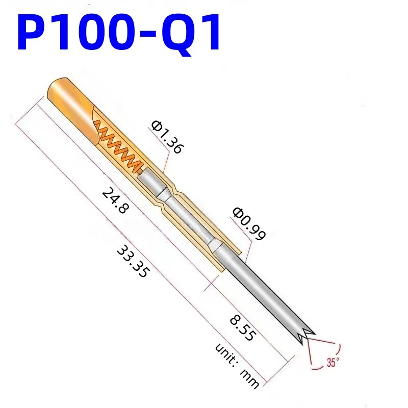 20/100PCS Spring Test Probe P100-Q1 Straight 4-claw Test Pin Head Dia 1 ...