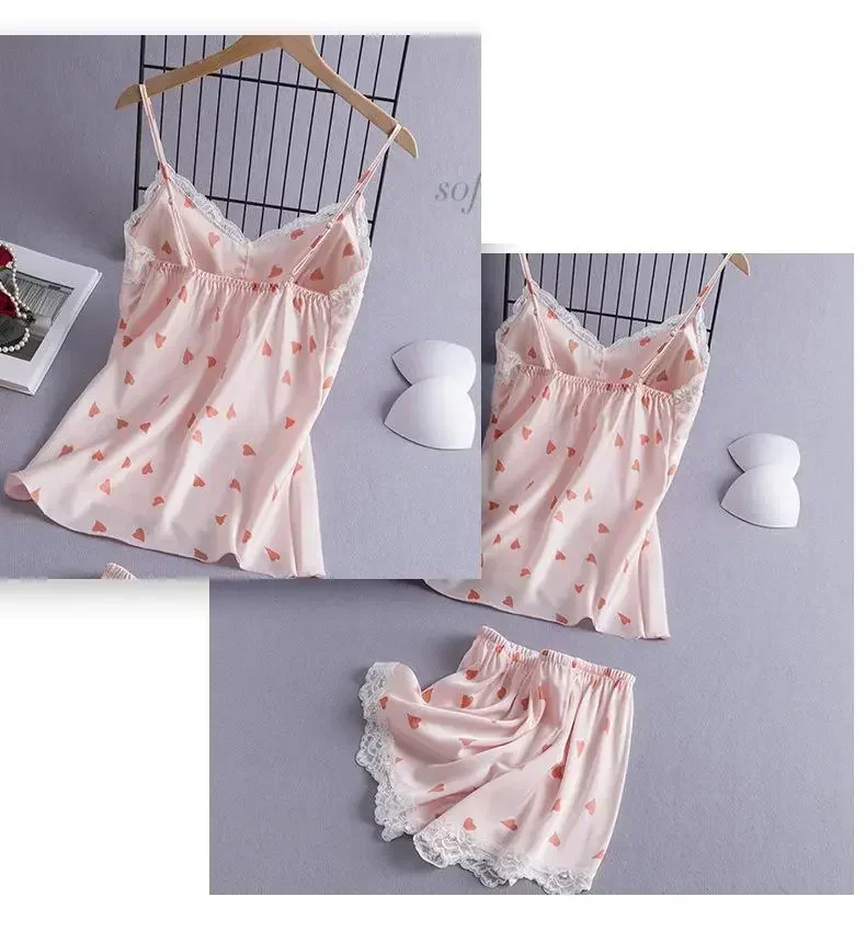 

Летний костюм, пикантная Пижама с надписью LOVE, Женская домашняя одежда, нижнее Белье для сна, кружевной комплект из двух предметов и шорт с принтом, интимная Пижама