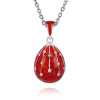 YAFFIL Lucky Meteor Easter Egg Pendant Necklace Enamel handmade Charm rhinestone Gift for Wife, Family 1
