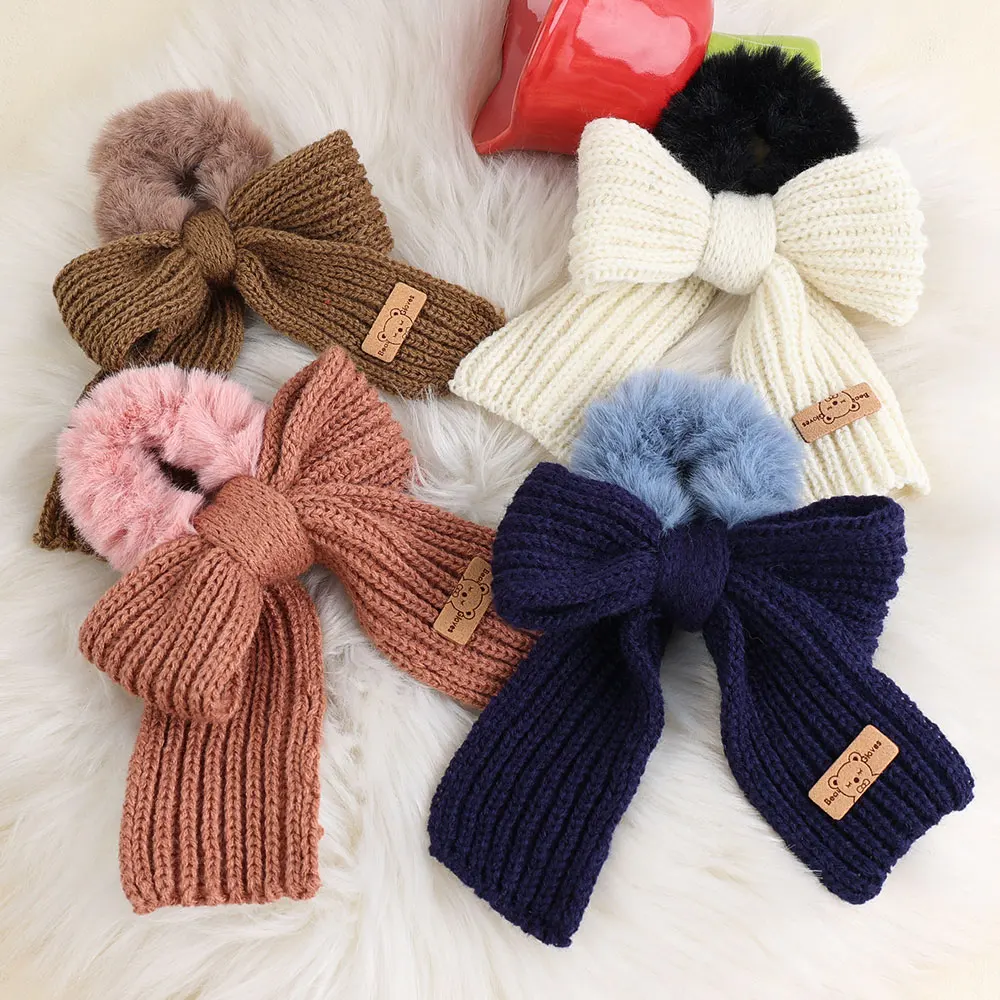 

Super Cute Plush Bowknot Hair Rope Cute Girl Large Intestine Circle Head Rope Rubber Band Headdress Gift Autumn Winter Hairbands